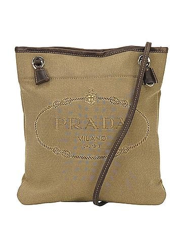 Prada Prada Shoulder Bag, Canvas and Leather, Beige Brown, Silver Hardware, Logo Jacquard, Women's PRADA (view 2)