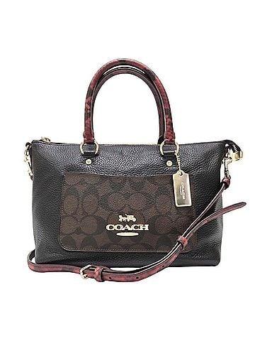 Coach Coach Signature Mini Emma Handbag F34281 Leather Coated Canvas Black Brown Bordeaux Shoulder Python Print Women's COACH (view 1)