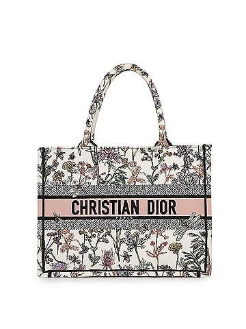 Christian Dior Christian Dior Book Tote Bag, Herbarium Embroidery, Medium Size, White, Handbag, Women's (view 1)