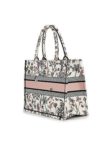 Christian Dior Christian Dior Book Tote Bag, Herbarium Embroidery, Medium Size, White, Handbag, Women's (view 2)