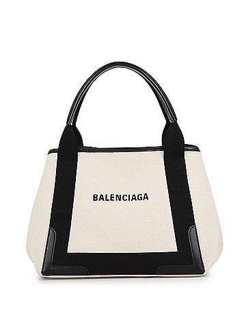 Balenciaga Balenciaga tote bag, navy cabas S, canvas, 339933, BALENCIAGA, white, black, handbag, BALENCIAGA (view 1)