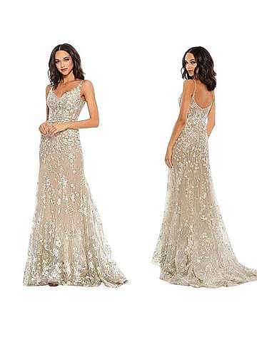 Mac Duggal Floral Embroidered Corset Bodice Gown Cocktail Dress (view 1)