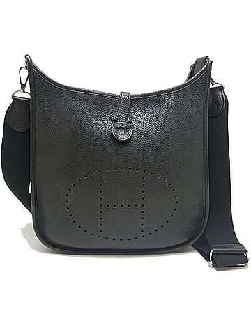 Hermès HERMES Evelyne 3PM Shoulder Bag, Taurillon Clemence Leather, Noir (Black), Women's, 253900 (view 2)