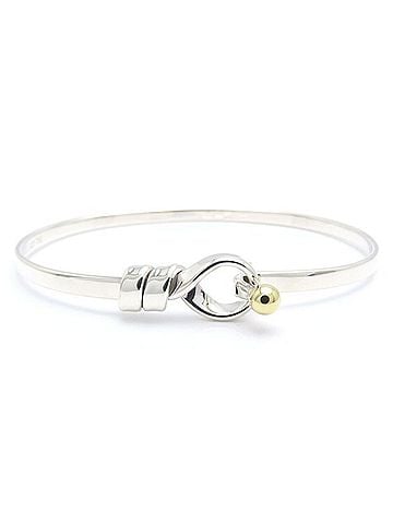 Tiffany & Co. TIFFANY&Co. Tiffany Hook & Eye Bangle SV925 x 18K Yellow Gold Women's 295620 (view 2)