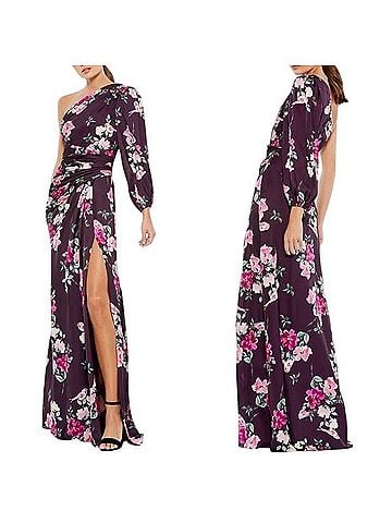 Mac Duggal Floral Oneshoulder Gown Cocktail Dress (view 1)