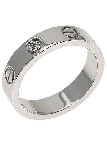 Cartier Cartier Mini Love Ring, 1P Diamond, 18K White Gold, Women's Ring (CARTIER) (view 2)