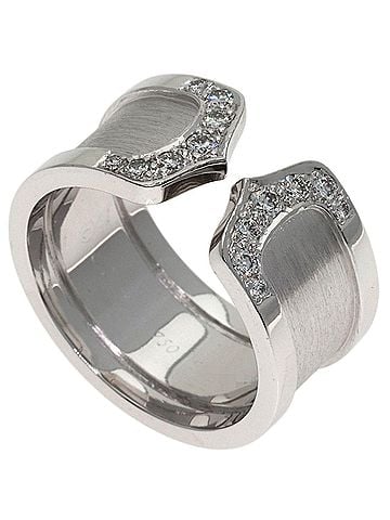 Cartier Cartier 2C Ring LM Diamond #52 Ring, 18K White Gold, Women's CARTIER (view 1)