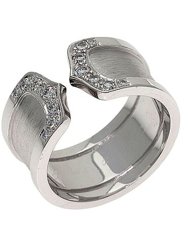 Cartier Cartier 2C Ring LM Diamond #52 Ring, 18K White Gold, Women's CARTIER (view 2)