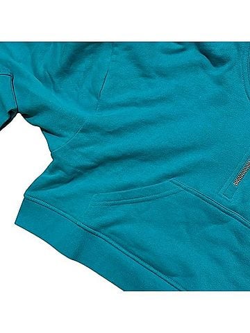 Onia x WeWoreWhat Teal Cropped 1/2 Zip Sweatshirt Long Sleeve T-Shirt (view 2)