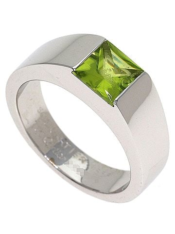 Cartier Cartier Tank Ring Peridot #50 Ring, 18K White Gold, Women's CARTIER (view 1)