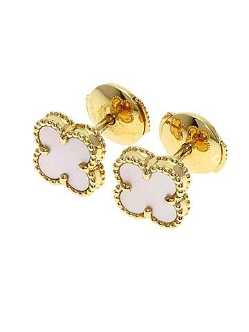 Van Cleef & Arpels Van Cleef & Arpels Sweet Alhambra Shell Earrings, 18K Yellow Gold, Women's (view 1)