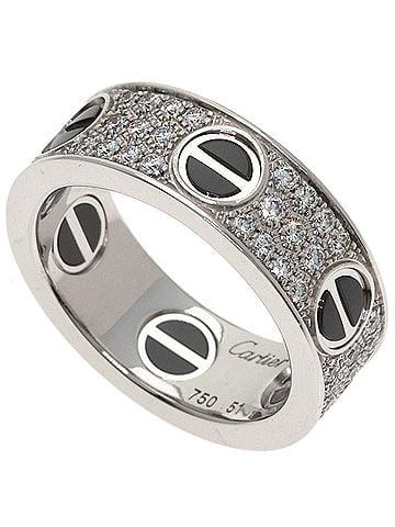 Cartier Cartier Love Ring, Full Pave Diamond Ceramic, 18K White Gold, Women's Ring (CARTIER) (view 1)