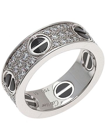 Cartier Cartier Love Ring, Full Pave Diamond Ceramic, 18K White Gold, Women's Ring (CARTIER) (view 2)