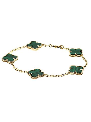 Van Cleef & Arpels Van Cleef & Arpels Vintage Alhambra Malachite Bracelet, 18K Yellow Gold, Women's (view 1)