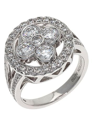 Louis Vuitton Louis Vuitton Bague Blossom GM Diamond Ring #50, 18K White Gold, Women's. (view 2)