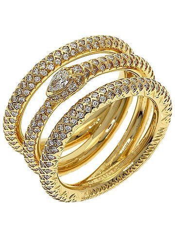 Gucci Gucci Ouroboros Diamond Ring #10, 18K Yellow Gold, Women's (view 2)