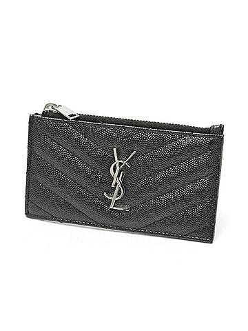 Saint Laurent Saint Laurent Monogram Fragment Zip Card Case 607915BOW021000, Grain de Poudre Embossed Leather, Black (view 1)