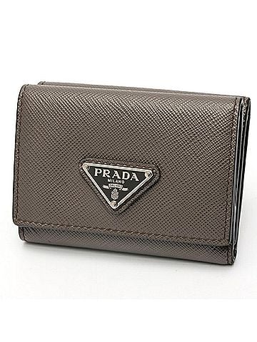 Prada Prada PRADA Saffiano Triangle Wallet, Tri-fold, Compact, 2MH042, Leather, Fumo (view 1)
