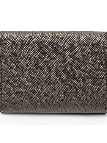 Prada Prada PRADA Saffiano Triangle Wallet, Tri-fold, Compact, 2MH042, Leather, Fumo (view 2)
