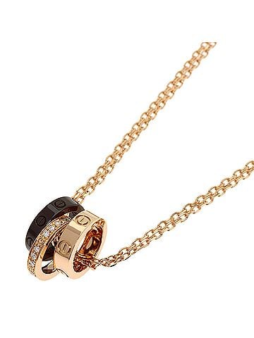 Cartier Cartier Love Three Hoop Diamond Necklace 18K Pink Gold Women's CARTIER (view 1)