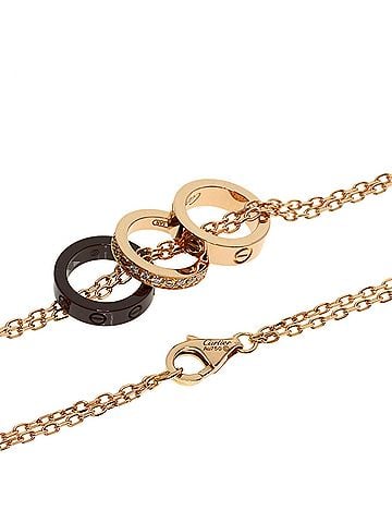 Cartier Cartier Love Three Hoop Diamond Necklace 18K Pink Gold Women's CARTIER (view 2)