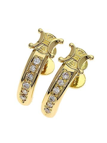 Céline Celine Macadam Diamond Earrings, 18K Yellow Gold, Women's (view 1)