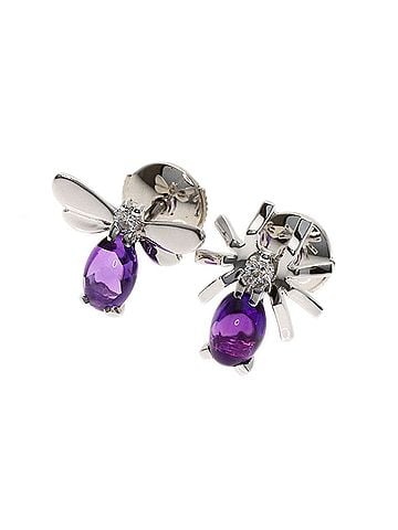 Chaumet Chaumet Attrape-Moi Spider and Dragonfly Diamond Amethyst Earrings, 18K White Gold, Women's (view 1)