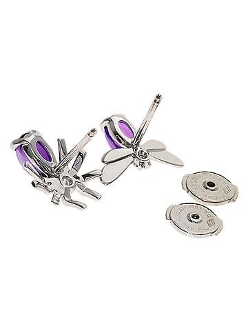 Chaumet Chaumet Attrape-Moi Spider and Dragonfly Diamond Amethyst Earrings, 18K White Gold, Women's (view 2)
