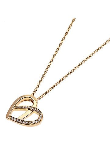 Céline Celine Heart Motif Diamond Necklace, 18K Pink Gold, Women's (view 1)