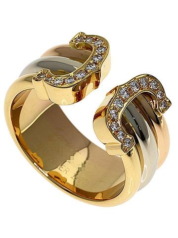 Cartier Cartier 2C Ring LM Diamond #49 - 18K Yellow Gold/18K White Pink Gold Women's CARTIER (view 1)
