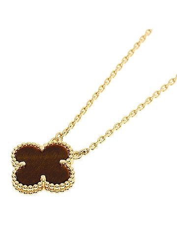 Van Cleef & Arpels Van Cleef & Arpels Vintage Alhambra Tiger Eye Necklace, 18K Yellow Gold, Women's (view 1)