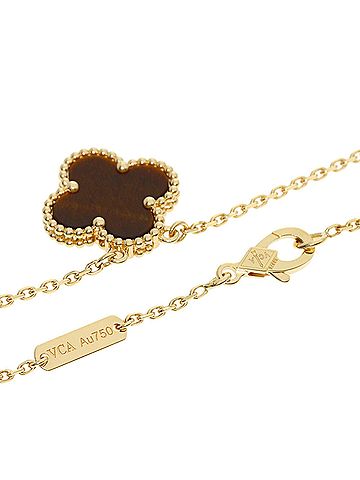 Van Cleef & Arpels Van Cleef & Arpels Vintage Alhambra Tiger Eye Necklace, 18K Yellow Gold, Women's (view 2)