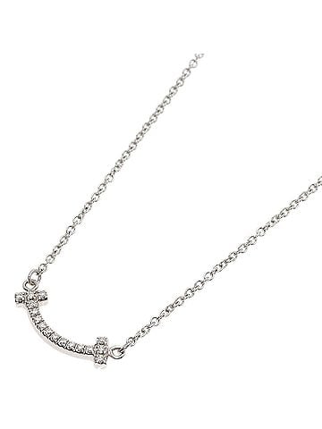 Tiffany & Co. Tiffany & Co. T Smile Mini Diamond Necklace, 18K White Gold, Women's. (view 1)