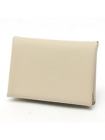 Hermès Hermes Calvi Duo Coin Card Case Evercolor Craie (Ivory) (view 1)