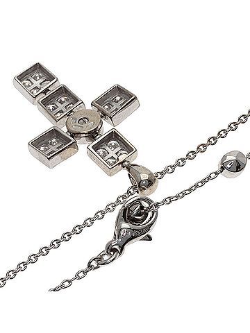 Bvlgari BVLGARI Lucia Latin Cross Diamond Necklace, 18K White Gold, Women's (view 2)