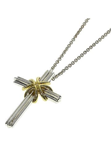 Tiffany & Co. Tiffany & Co. Signature Cross Necklace, Silver/18K Yellow Gold, Women's. (view 1)