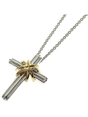 Tiffany & Co. Tiffany & Co. Signature Cross Necklace, Silver/18K Yellow Gold, Women's. (view 1)