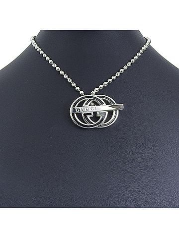 Gucci Gucci Interlocking Necklace, Ball Chain, Sterling Silver 925, Approx. 38.8g, Women's (view 2)