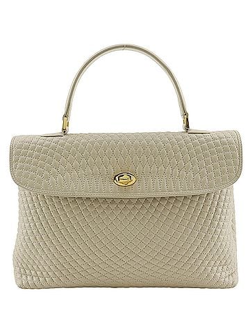 Bally Bally One-Handle Handbag, Quilted Leather, Beige, A5 Size, Turn-Lock, Women's (view 1)
