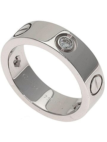 Cartier Cartier Love Ring Half Diamond #51 Ring, 18K White Gold, Women's CARTIER (view 1)