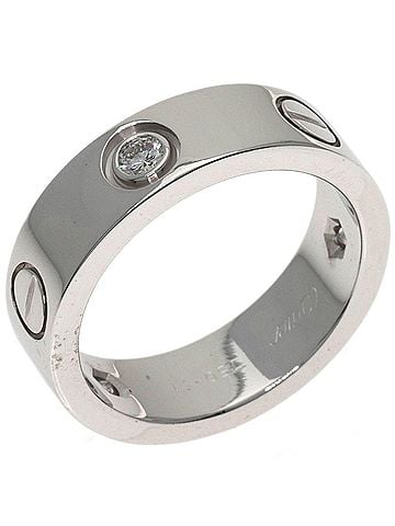 Cartier Cartier Love Ring Half Diamond #51 Ring, 18K White Gold, Women's CARTIER (view 2)