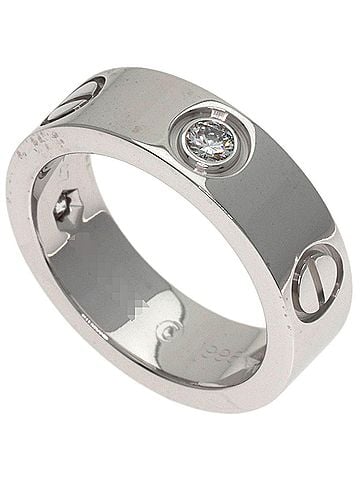 Cartier Cartier Love Ring Half Diamond #47 Ring, 18K White Gold, Women's CARTIER (view 1)