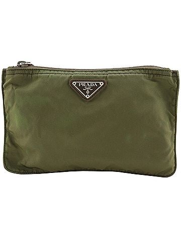 Prada Prada pouch, nylon, khaki, zipper closure, unisex. (view 1)