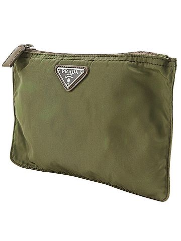 Prada Prada pouch, nylon, khaki, zipper closure, unisex. (view 2)