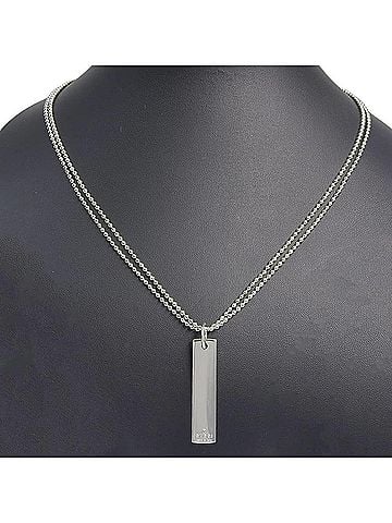 Gucci Gucci Bar Necklace, Ball Chain, Sterling Silver 925, Approx. 25.1g, Unisex (view 2)