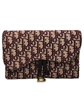 Christian Dior  Dior Saddle Oblique Wallet on Chain in Burgundy Canvas (view 1)