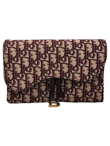 Christian Dior  Dior Saddle Oblique Wallet on Chain in Burgundy Canvas (view 1)