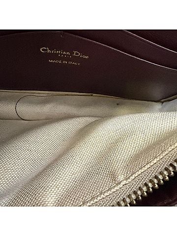Christian Dior  Dior Saddle Oblique Wallet on Chain in Burgundy Canvas (view 2)