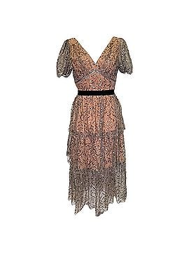 Self-Portrait Self-Portrait Tiered Sequined Tulle Midi Dress in Beige Polyester (view 1)