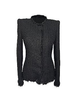 Alexander McQueen Alexander McQueen Mohair Tweed Evening Jacket in Black Polyamide (view 1)